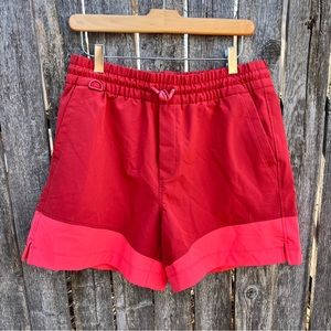 Red and pink workout shorts